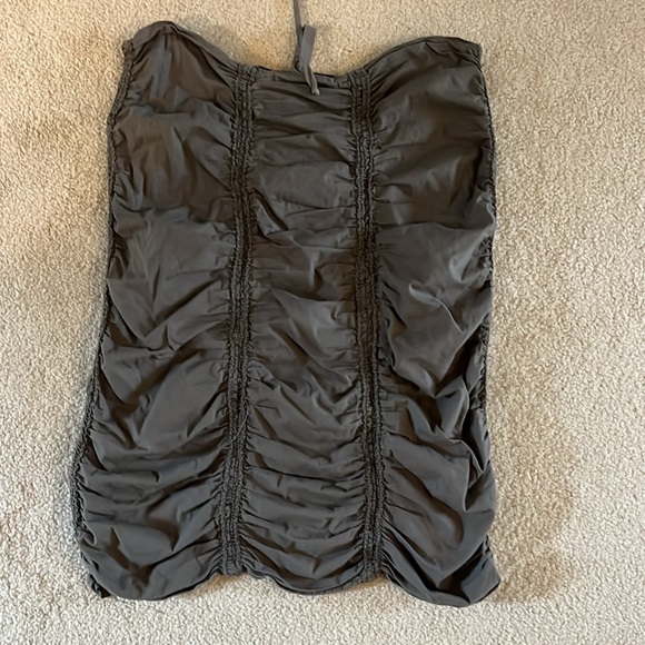 Hot Mama ruched midi drawstring skirt, khaki-army green, SO ADORABLE! - Picture 2 of 4